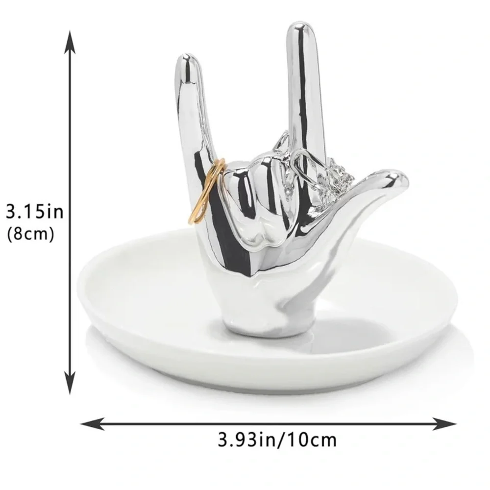 I Love You Hand Ceramic Jewelry Ring Holder Dish